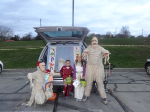 My family volunteering at our church's free Trunk or Treat in Middletown.