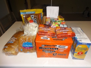 My husband and I collected a few items from our pantry and bought some food at Wal-Mart for our neighbors in need.